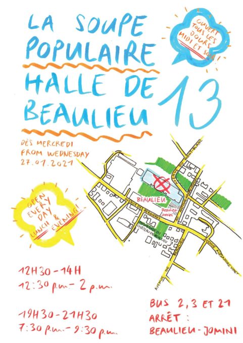 Flyer Soupe Beaulieu bleu, jaune et escaliers date (2)